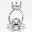 French U Pave Oval Semi Mount Halo Diamond Engagement Ring 14k White Gold 0.61Ct - javda.com 