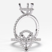 French U Pave Pear Halo Semi Mount Diamond Engagement Ring 14k White Gold 0.47Ct - javda.com 