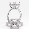 Halo French U Pave Princess Semi Mount Diamond Engagement Ring 14k White Gold 0.58Ct - javda.com 