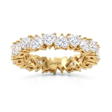 Heart Shared Prong Women's Wedding Band Lab Grown Diamond 18k Gold Yellow  (3.8Ct. tw.)