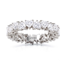 Heart Shared Prong Women's Wedding Band Lab Grown Diamond 14k White Gold 3.8Ctw.