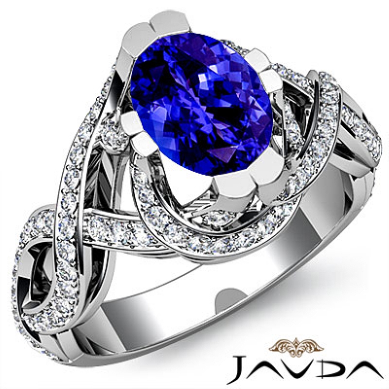 Antique Pave Set Sidestone Oval diamond engagement Ring in 14k Gold White