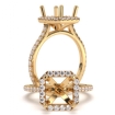 Cathedral Halo French U Pave Asscher Semi Mount Engagement Ring Gold Y14k 0.54Ct