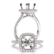 Cathedral Cushion Halo Semi Mount Diamond Engagement Ring 14k White Gold 0.52Ct - javda.com 