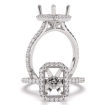 French U Pave Cathedral Halo Emerald Semi Mount Engagement Ring 14k White Gold 0.55Ct - javda.com 