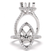 French Pave Cathedral Halo Marquise Semi Mount Engagement Ring 14k White Gold 0.62Ct - javda.com 