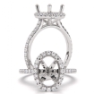 Cathedral Halo Oval Semi Mount French U Pave Engagement Ring 14k White Gold 0.54Ct - javda.com 