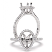 Cathedral Halo French U Pave Pear Semi Mount Engagement Ring 14k White Gold 0.45Ct - javda.com 