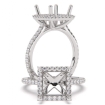 French U Pave Cathedral Halo Princess Semi Mount Engagement Ring 14k White Gold 0.55Ct - javda.com 