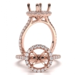 French U Pave Halo Semi Mount Diamond Engagement Ring Rose Gold 0.54Ct