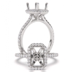 French U Pave Cathedral Halo Radiant Semi Mount Engagement Ring 14k White Gold 0.53Ct - javda.com 