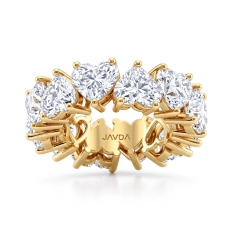 Women Eternity Wedding Band Heart Shared Prong Lab Grown Diamond 14k Gold Yellow  (12Ct. tw.)