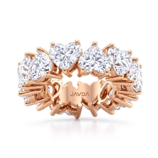 Women Eternity Wedding Band Heart Shared Prong Lab Grown Diamond 18k Rose Gold  (12Ct. tw.)