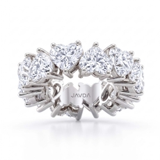 Women Eternity Wedding Band Heart Shared Prong Lab Grown Diamond 18k Gold White  (12Ct. tw.)