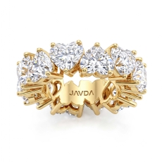 Women's Wedding Band Heart Lab Grown Diamond Shared Prong 14k Gold Yellow  (10.7Ct. tw.)