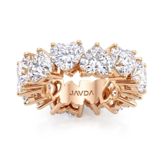 Women's Wedding Band Heart Lab Grown Diamond Shared Prong 18k Rose Gold  (10.7Ct. tw.)