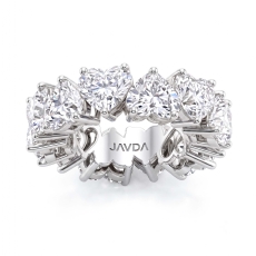 Women's Wedding Band Heart Lab Grown Diamond Shared Prong 18k Gold White  (10.7Ct. tw.)