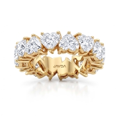 Heart Cut Prong Women's Eternity Wedding Band Lab Grown Diamond 14k Gold Yellow  (7.3Ct. tw.)