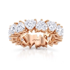 Heart Cut Prong Women's Eternity Wedding Band Lab Grown Diamond 18k Rose Gold  (7.3Ct. tw.)