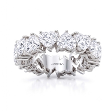 Heart Cut Prong Women's Eternity Wedding Band Lab Grown Diamond 18k Gold White  (7.3Ct. tw.)
