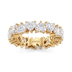 Heart Shared Prong Women Eternity Wedding Band Lab Grown Diamond 14k Gold Yellow  (7.2Ct. tw.)
