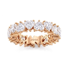 Heart Shared Prong Women Eternity Wedding Band Lab Grown Diamond 14k Rose Gold  (7.2Ct. tw.)