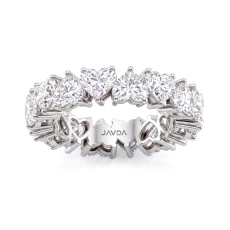 Heart Shared Prong Women Eternity Wedding Band Lab Grown Diamond 18k Gold White  (7.2Ct. tw.)