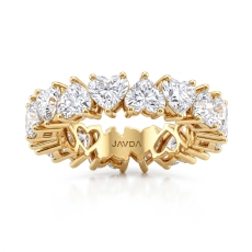 Prong Set Women Eternity Heart Wedding Band Lab Grown Diamond 14k Gold Yellow  (6.25Ct. tw.)