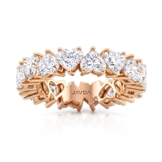 Prong Set Women Eternity Heart Wedding Band Lab Grown Diamond 14k Rose Gold  (6.25Ct. tw.)