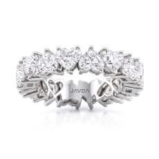 Prong Set Women Eternity Heart Wedding Band Lab Grown Diamond 18k Gold White  (6.25Ct. tw.)