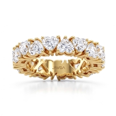Women's Eternity Heart Prong Set Wedding Band Lab Grown Diamond 14k Gold Yellow  (5.95Ct. tw.)