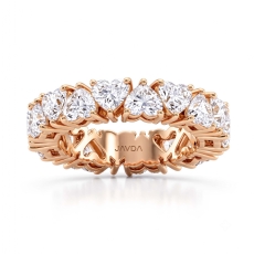 Women's Eternity Heart Prong Set Wedding Band Lab Grown Diamond 18k Rose Gold  (5.95Ct. tw.)