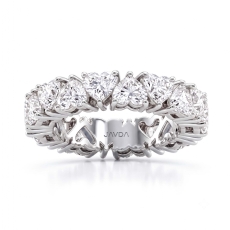 Women's Eternity Heart Prong Set Wedding Band Lab Grown Diamond 18k Gold White  (5.95Ct. tw.)