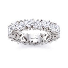 Heart Shared Prong Women's Wedding Band Lab Grown Diamond 14k White Gold 4.9ctw.