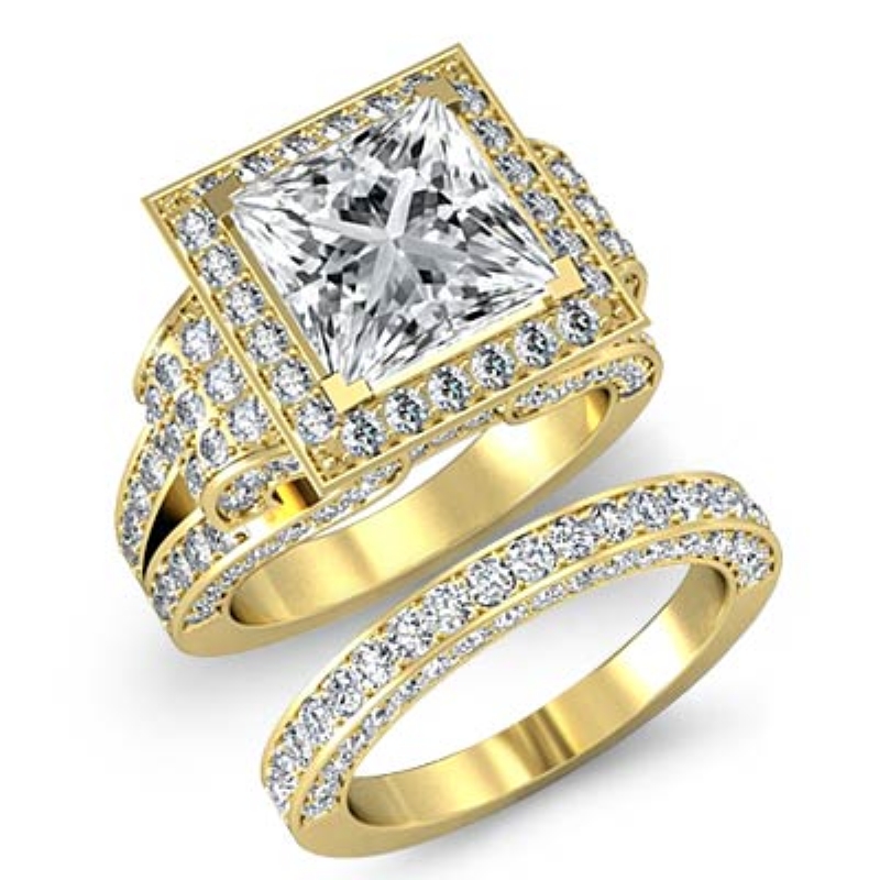 Antique Vintage Bridal Set diamond Ring 14k Gold Yellow