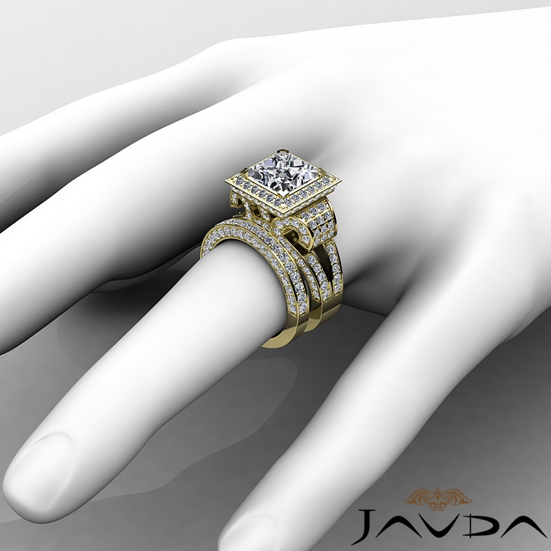 Antique Vintage Bridal Set diamond Ring 14k Gold Yellow