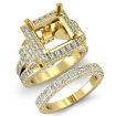 3.4Ct Diamond Engagement Ring Princess Halo Bridal Sets 18k Yellow Gold Setting - javda.com 