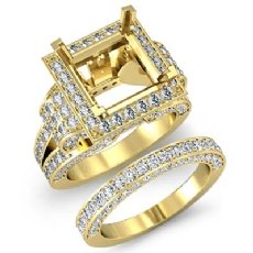 Diamond Engagement Ring Princess Halo Bridal Sets 14k Gold Yellow Setting (3.4Ct. tw.)