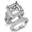 3.4Ct Diamond Engagement Ring Princess Halo Bridal Sets 18k White Gold Setting - javda.com 