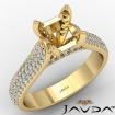 Halo Pave Set Diamond Engagement Cushion Semi Mount Ring 18k Yellow Gold 1.45Ct - javda.com 