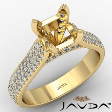 Halo Pave Set Diamond Engagement Cushion Semi Mount Ring 14k Gold Yellow  (1.45Ct. tw.)