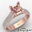 Halo Pave Set Diamond Engagement Cushion Semi Mount Ring 18k Rose Gold 1.45Ct - javda.com 