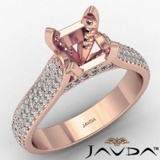 Halo Pave Set Diamond Engagement Cushion Semi Mount Ring 14k Rose Gold  (1.45Ct. tw.)