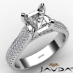 Halo Pave Set Diamond Engagement Cushion Semi Mount Ring 14k White Gold 1.45Ct - javda.com 
