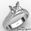 Halo Pave Set Diamond Engagement Cushion Semi Mount Ring 18k White Gold 1.45Ct - javda.com 