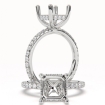 Hidden Halo U Pave Asscher Semi Mount Diamond Engagement Ring 14k White Gold 0.6Ct - javda.com 