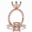 U Pave Cushion Semi Mount Hidden Halo Diamond Engagement Ring Rose Gold 0.6Ct