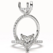 Hidden Halo French Pave Heart Semi Mount Diamond Engagement Ring 14k White Gold 0.6Ct - javda.com 