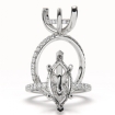 U Pave Hidden Halo Marquise Semi Mount Diamond Engagement Ring 14k White Gold 0.61Ct - javda.com 