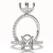 French Pave Hidden Halo Oval Semi Mount Diamond Engagement Ring 14k White Gold 0.62Ct - javda.com 